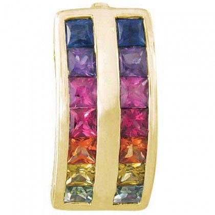 Rainbow Sapphire Double Row Pendant 14K Yellow Gold (2.3ct tw) SKU: 1504-14K-YG