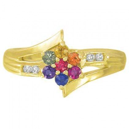 Multicolor Rainbow Sapphire & Diamond Fashion Ring 14K Yellow Gold (3/4ct tw) SKU: 1599-14K-YG