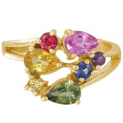 Rainbow Sapphire Multicolor Fireworks Ring 14K Yellow Gold (1.5ct tw) SKU: 1601-14K-YG