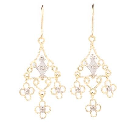 New Boho 14k 2-tone Diamond Accent Chandelier Earrings