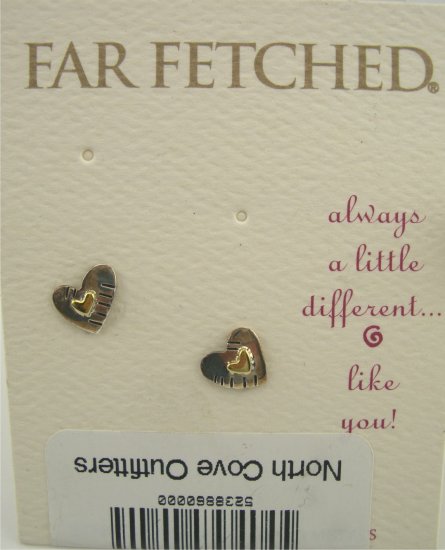 New Far Fetched Sterling 2-Tone Heart in Heart Earrings