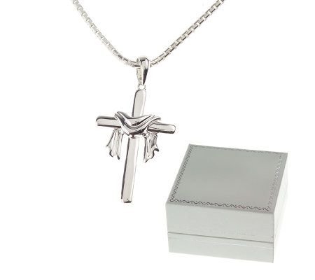 New Lovely Signed Sterling Cross with Shroud Necklace