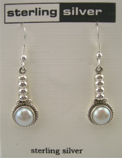 New Artsy Sterling Pearl Cabochon Drop Earrings