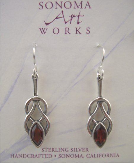 New Sonoma Art Works Sterling & Garnet Woven Knot Earrings