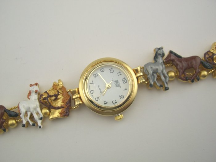 New JB Equestrian Enamel Horse Slide Bracelet Watch