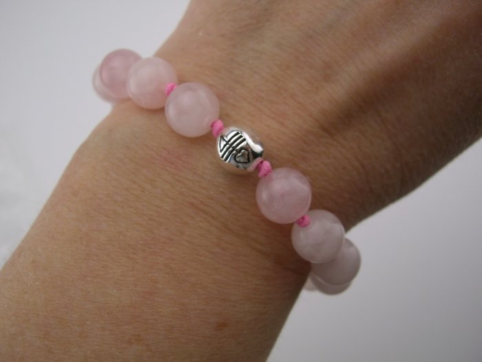 New 40- Inspirational Rose Quartz Sterling *Admiration* Bracelet
