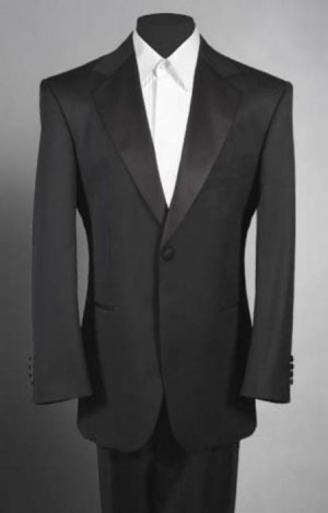 Men'sSKU LL2 Black Tuxedo 1 One Button Notch Tuxedo Suit