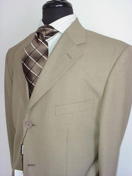 Men's Tan Men's Single Breasted Discount Dress 3 or 4 Button Suit