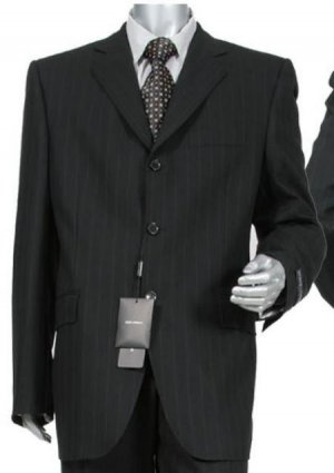 Black Shadow Pinstripe Super 150's Wool