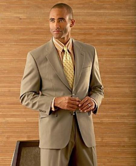 Coffe Tan/Beige Men's 2 Button Super Wool Double Side Vent