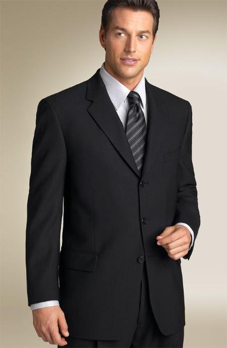 Liquid Solid Jet Black Men's Suits Super 150's premeier quality italian fabric Suit Side Vented