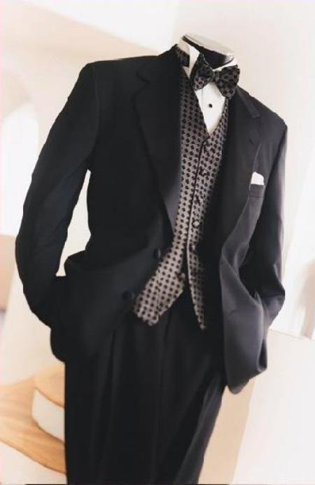 2 Button Gianni Super 140's Wool premeier quality italian Design jacket + Pants + Shirt + Bow Tie