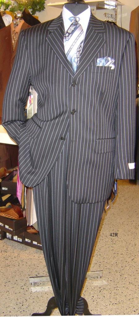 Super 120's Sharp Black Pinstripe Super 120's