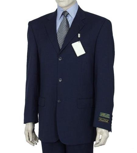 3 Button Dark Navy Blue Men's Suit HIGH GRADE Super 150's Wool Made In Spain