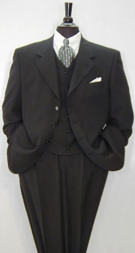 Luxurious High End UMO Collezion Men's 3-Button Super 150's Wool & Cashmere Solid Black