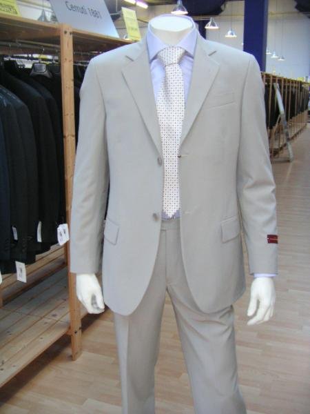 Men's Lightest Tan 2 Button Super Wool Dress Suit (Light Weight Weight)