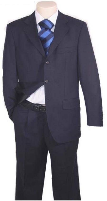 Super 150 Wool & Cashmere 3-Button Navy Blue (No Vent)