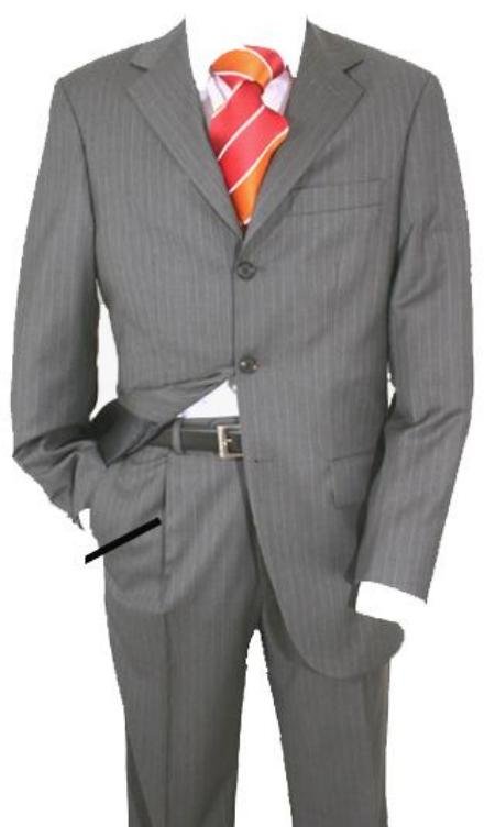 Charcoal Gray Pinstripe Super 120's Wool