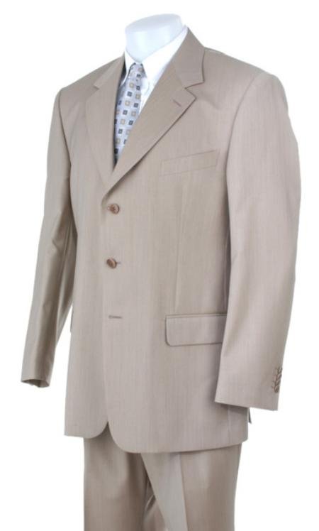 Stone~Sand~Khaki~Light Tan Light Weight Suit 3 Buttons