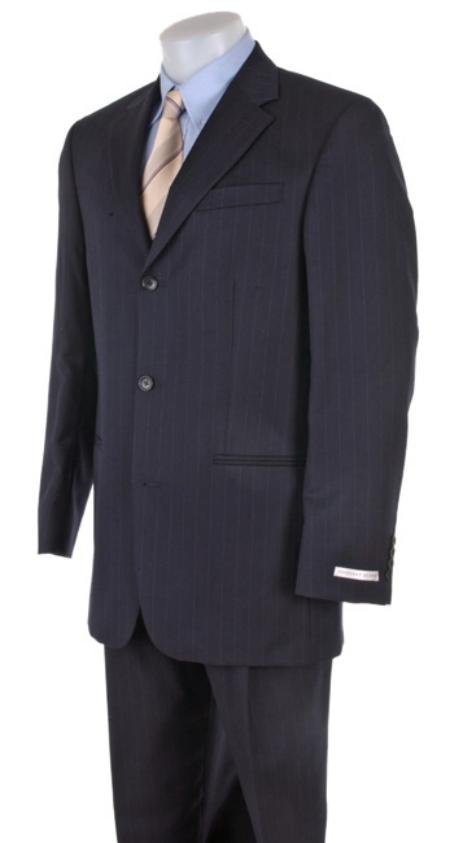 Men's Dress Business Dark Navy Ton on Ton Super 140's Wool