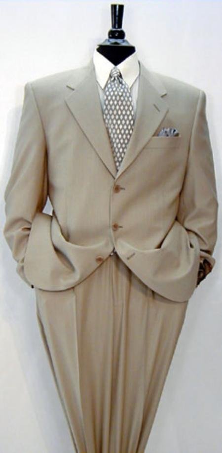 Luxurious High End 3-Button Cashmere Solid Tan premeier quality italian fabric Suit