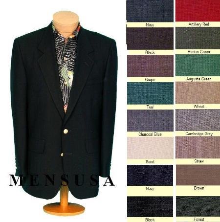 Mens 2 Button Front 4 on Sleeves Fully Lined Metal Buttons Blazer All Colors