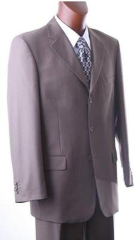Solid Taup (Grayish - brown color Dark Olivish~Beige) Super 140's Wool Suit Back Side Ve