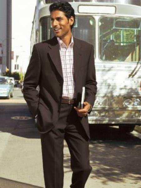 Dark Brown Vented Super 150 Wool premeier quality italian fabric Men's Taper Slim Cut Suits