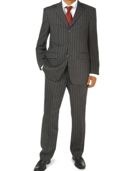 Black Pinstripe Super 100 Wool 3 buttons Mens business Suit