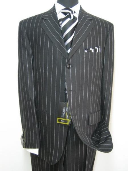 Celebrity Jet Black Pinstripe Super 150's Wool premeier quality italian fabric Design