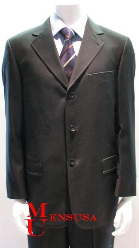 Simple & Classy Solid Black Pick Stitching Laple Double Side Vent On Sale Super 140's Wool