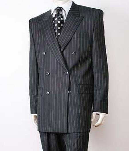 Black Pinstripe Double Breasted Super 150's Wool premeier quality italian fabric Design