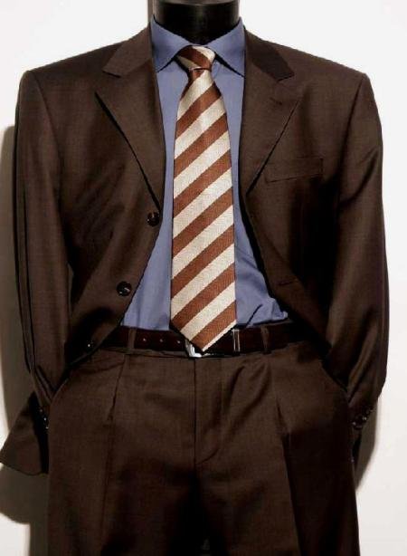 Chocolate Brown Italian Super 150's Wool premeier quality italian fabric Design Men's Suits