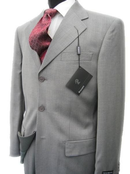 Collezinai MEN SUIT~150'S WOOL~LIGHT GRAY Shark Skin Suit