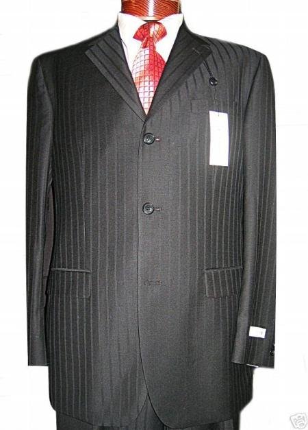 Jet Black Ton On Ton Super 120's Wool & Cashmere premeier quality italian fabric Design 3 buttons