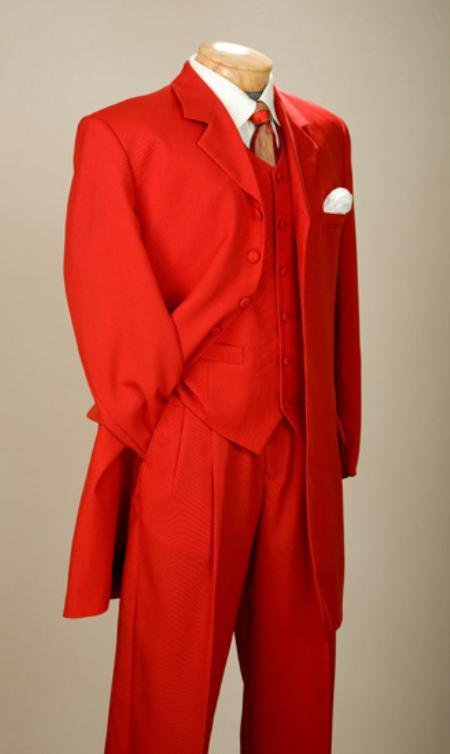 Fashionable Fire Engine Red Men's Zoot Suits