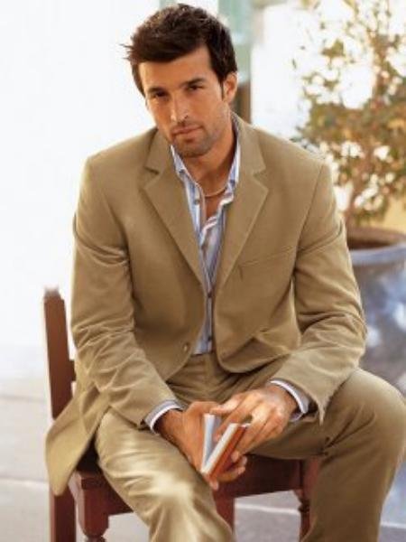 Camel Color Super 150's Wool Men's Suit by Tessori