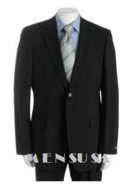 UMO Simple & Classy Solid Black Super 150's Wool 2 Button Style Back Side Vented