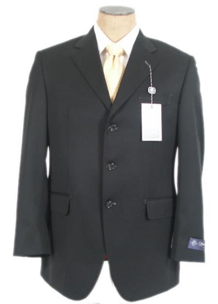 Black Super 140's Wool Men's Suits 3 Buttons