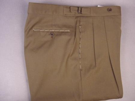 Mizzani Taup Pleated Super 120's Wool premeier quality italian fabric Dress Slacks