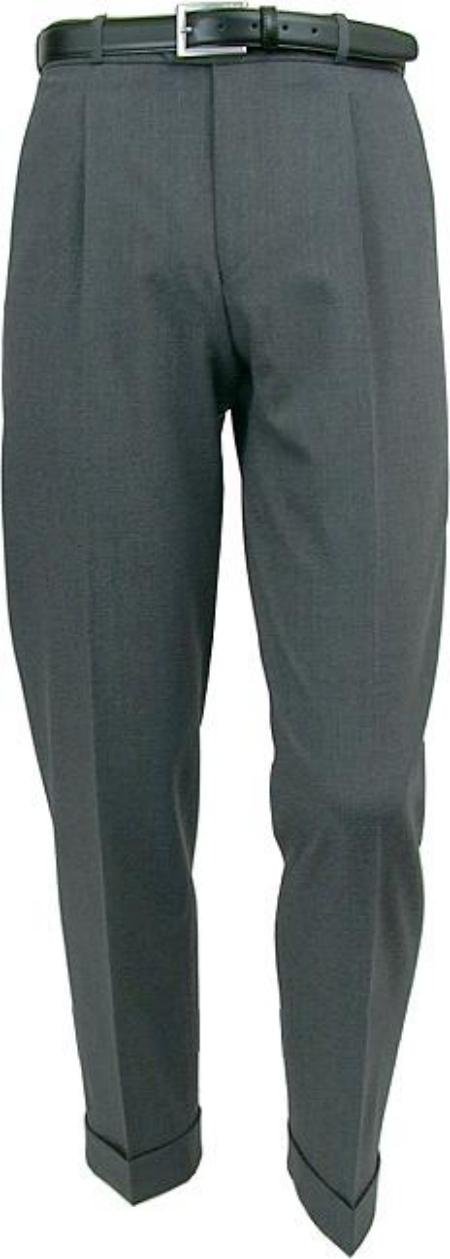 Mizzani Light Gray Pleated Super 120's Wool premeier quality italian fabric Dress Slacks