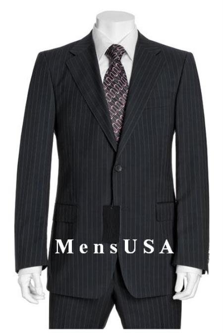 Muted Mini Pinstripe 140's Wool 2 Button Pleated Pants No Vent