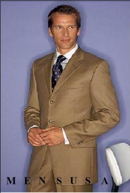 Men's Light Gold~Bronz~khaki 3or4-button Cool Light Weight Jacket+Pants