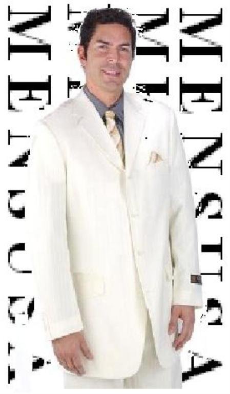 Men's Ivory Off White 4 Buttons Mens Dress Fashion Suits