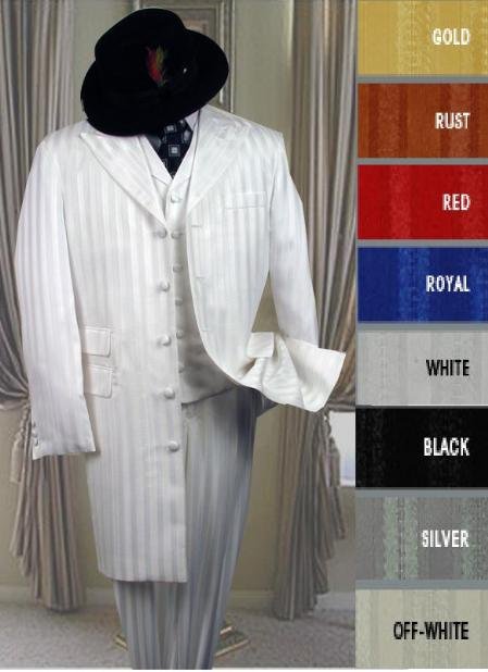 Shiny Ton On Ton Shadow Pinstripe Long Zoot Suit in Many Colors