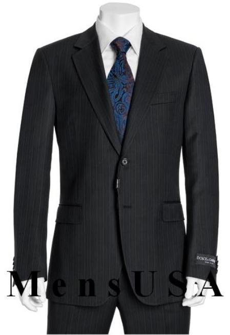 High Quality 2 Button Subtle Muted Conservative Navy Blue Pinstripe Super 140's Wool Suit
