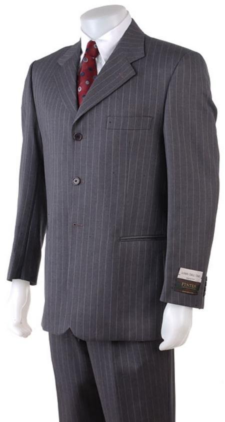 Men's 38020 Button Style Charcoal Gray Pinstripe Light Weight On Sale