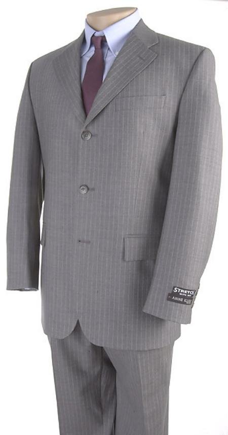 Mens Light Gray Pinstripe 3 Buttons Dress Suit