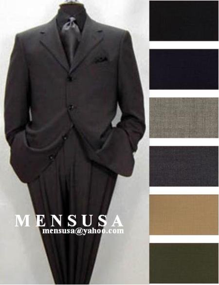Highest Quality 4 Buttons No Vent Solid Colors Pleated Pants 1 Worsted Wool