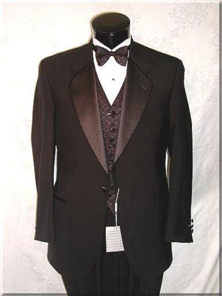 One Button Notch Super 120's Wool premeier quality italian fabric + Tuxedo Shirt + Bow Tie